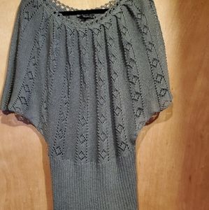 Sioni Women Grey Ombre Short Dolman Sleeve Knit Top Sweater